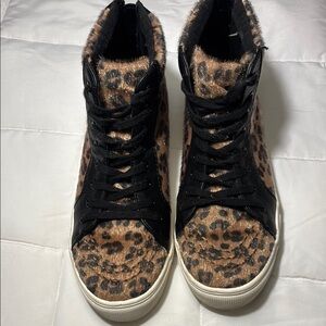 American Eagle Leopard Print High-Top Sneakers